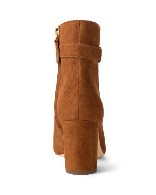 Ralph Lauren Brown Wildleder-Stiefelette Kellie Mit Absatz