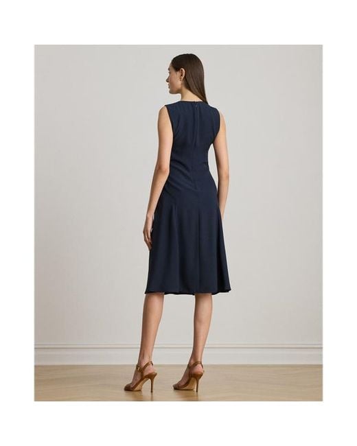 Ralph Lauren Blue Ralph Lauren Faux-Leather-Trim Georgette Dress