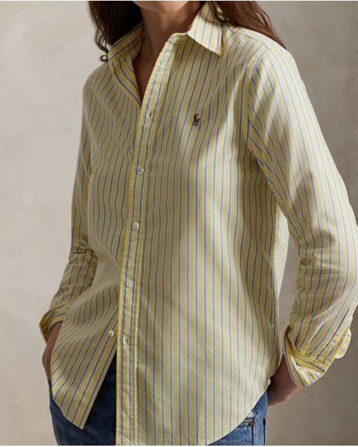 Polo Ralph Lauren Green Classic Fit Striped Cotton Oxford Shirt