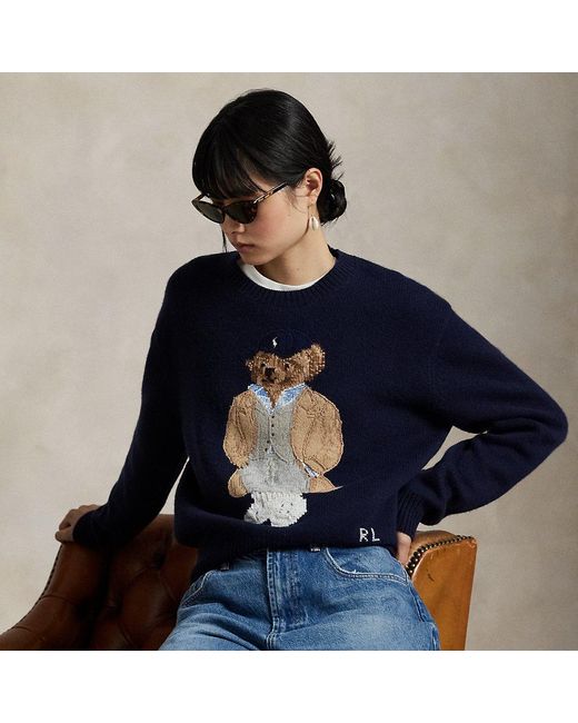 Jersey De Cachemira Y Lana Con Polo Bear Ralph Lauren de color Blue
