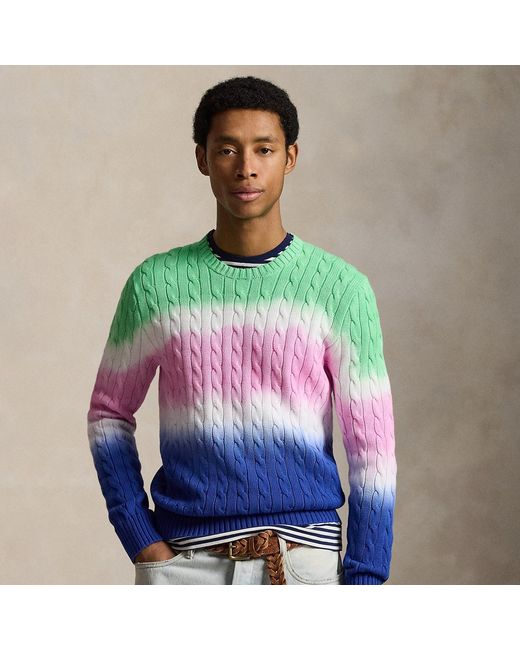 Polo Ralph Lauren Green Dip-Dyed Cable-Knit Cotton Jumper for men