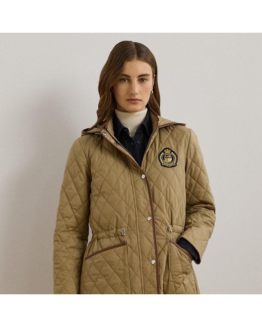 Ralph Lauren Green Crest-Patch Quilted Hooded Jacket