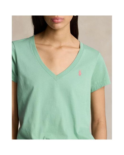 Maglietta in jersey con scollo a V di Polo Ralph Lauren in Green
