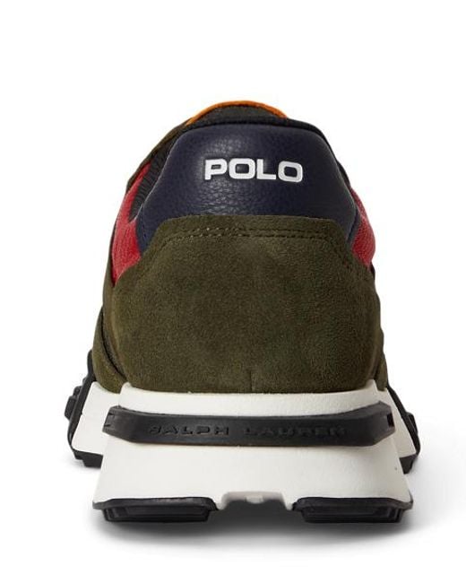 Polo Ralph Lauren Green Eldridge Suede-Panelled Trainer for men