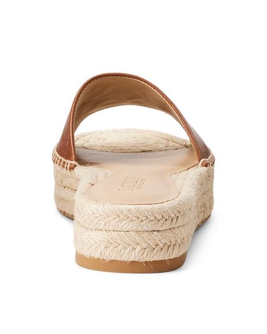 Lauren by Ralph Lauren Brown Polly Burnished Leather Espadrille