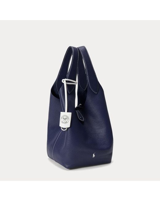 Polo Ralph Lauren Blue Polo Play Pebbled Leather Tote