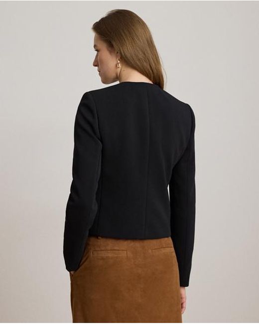 Ralph Lauren Black Double-Breasted Sablé Crepe Jacket