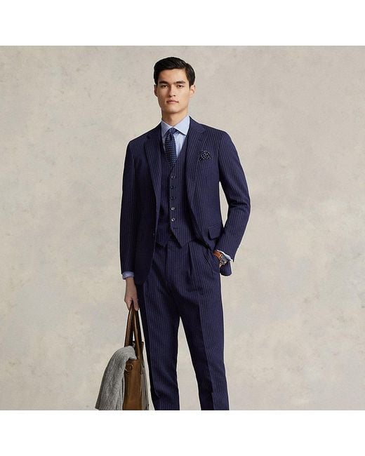 Ralph Lauren Blue Polo Pinstripe Dobby 3-piece Suit for men