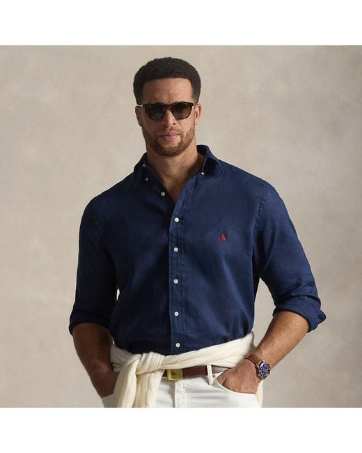Ralph Lauren Blue Linen Shirt for men