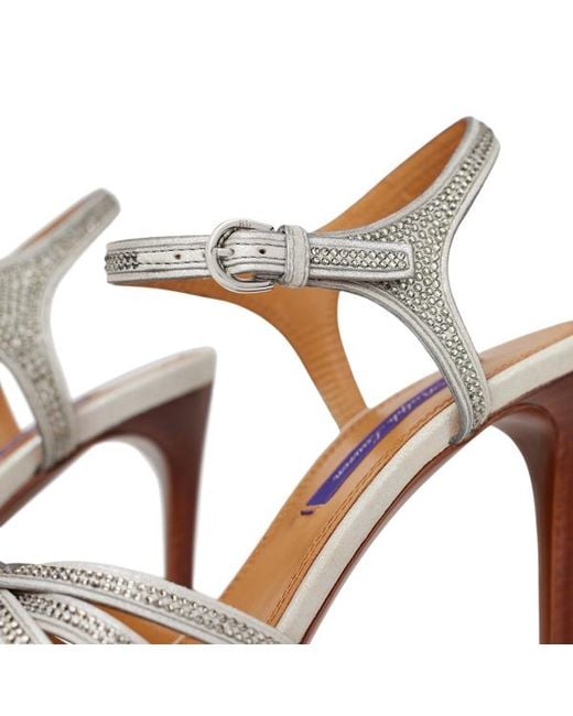 Ralph Lauren White Kieran 95 Mm Embellished Suede Sandal