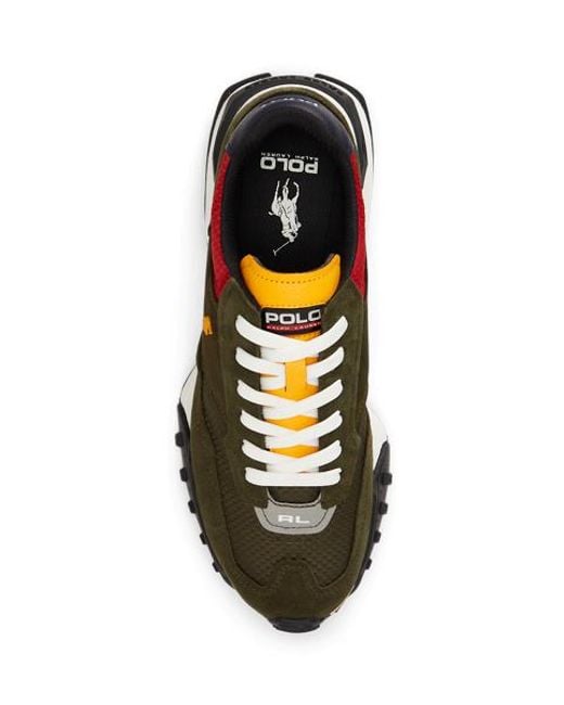 Polo Ralph Lauren Green Eldridge Suede-Panelled Trainer for men