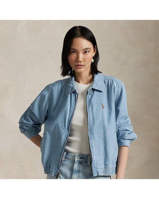 Polo Ralph Lauren Cotton Chambray Windbreaker in Blue | Lyst UK
