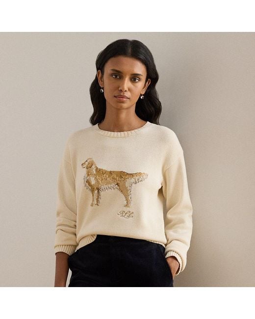 Ralph Lauren Natural Strickpullover Mit Golden Retriever