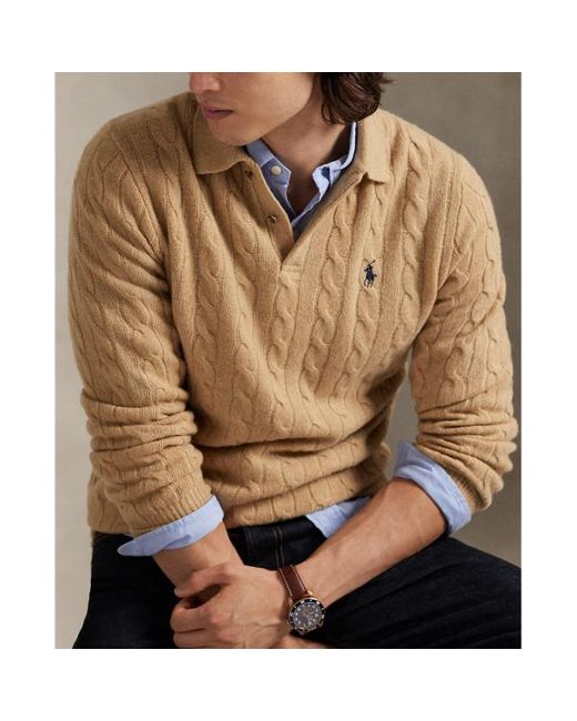 Maglia in lana e cashmere a trecce di Ralph Lauren in Brown da Uomo