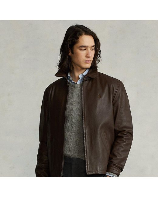 Ralph Lauren Lambskin Leather Jacket in Brown for Men | Lyst