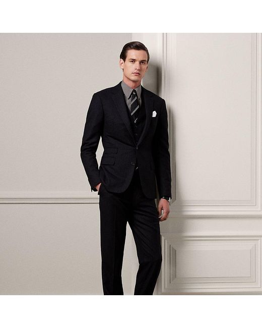 Ralph Lauren Purple Label Black Gregory Hand-tailored Wool 3-piece Suit for men