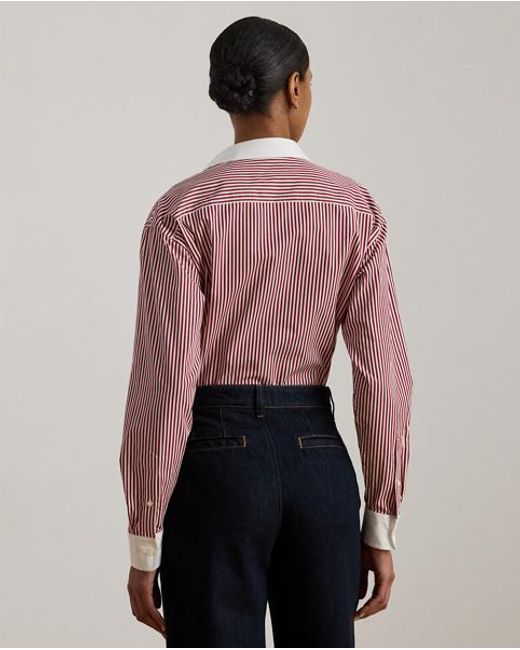 Ralph Lauren Red Striped Cotton Broadcloth Shirt