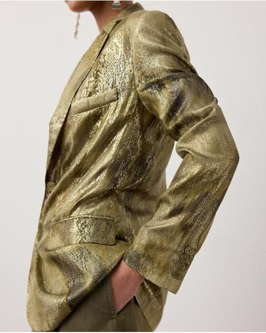 Ralph Lauren Green Marcy Abstract Metallic Jacquard Jacket