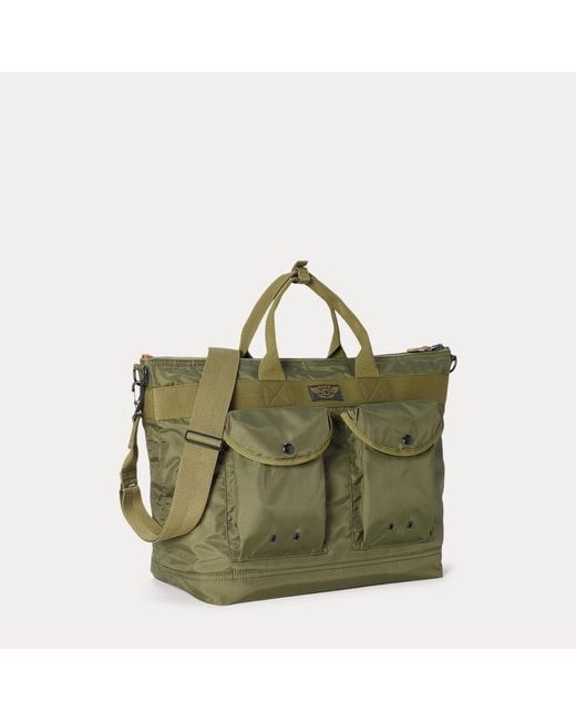 RRL Green Nylon Utility Messenger Bag for men