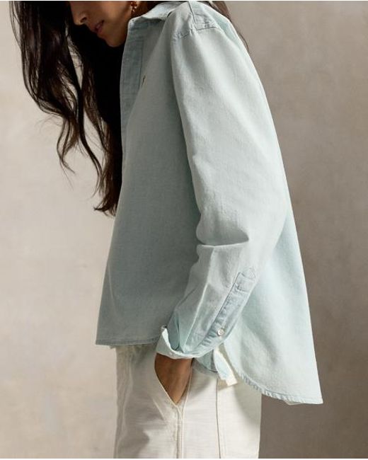 Polo Ralph Lauren Gray Cropped Boxy Shirt