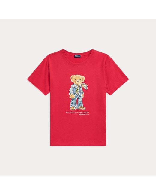Polo Ralph Lauren Jersey T-shirt Met Polo Bear in het Red