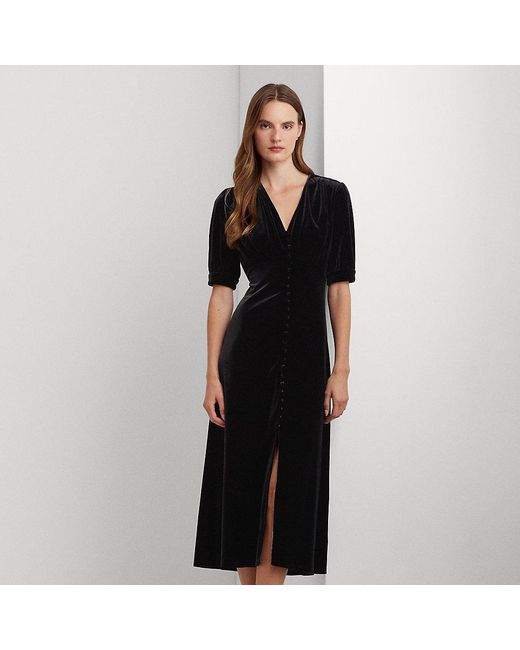 Petite Robe mi longue en velours stretch Lauren by Ralph Lauren