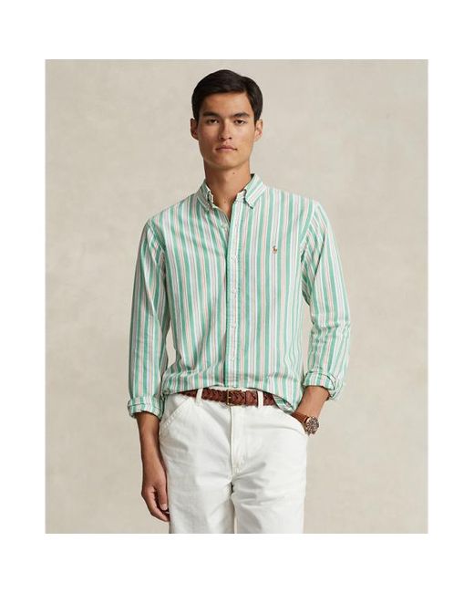 Polo Ralph Lauren Pink Custom Fit Striped Oxford Shirt for men