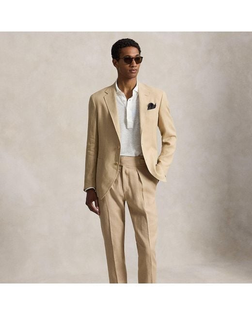 Polo Ralph Lauren Natural Pleated Linen Suit Trouser for men