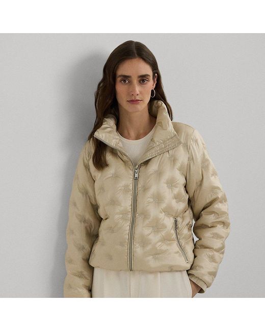 Ralph Lauren Natural Logo Quilted Funnelneck Down Coat