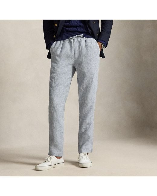 Polo Ralph Lauren Gray Lateef Slim Tapered Fit Linen Trouser for men