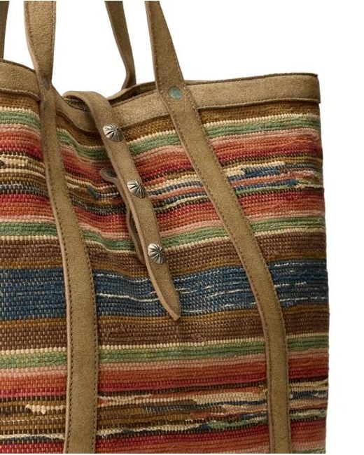 RRL Brown Suede-Trim Handwoven Jacquard Tote for men