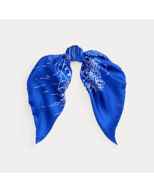 Ralph Lauren Metallic Ralph Lauren Landscape-Print Silk Square Scarf