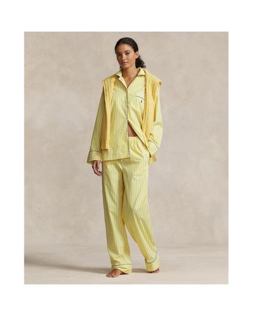 Polo Ralph Lauren Yellow Striped Poplin Long-sleeve Pyjama Set