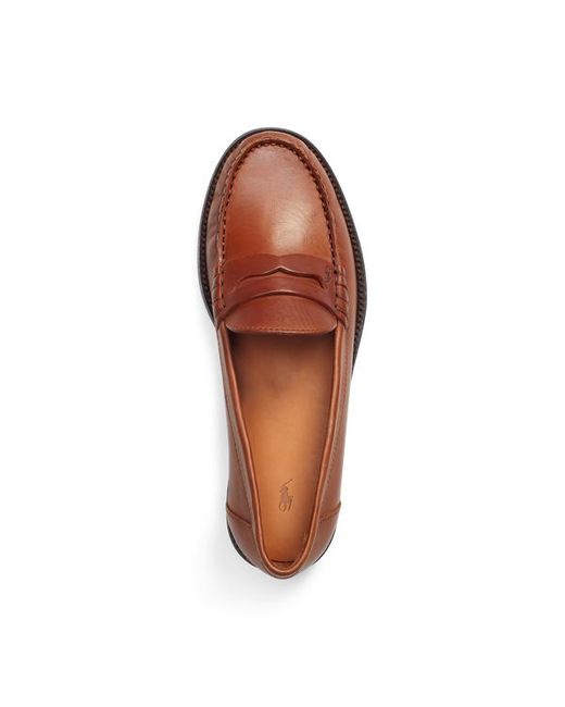 Mocassins penny loafer en vachette Polo Ralph Lauren en coloris Brown