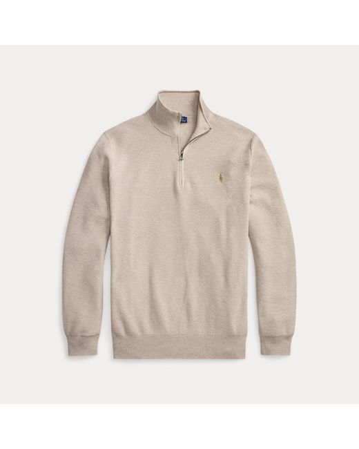 Polo Ralph Lauren Gray Mesh-Knit Cotton Quarter-Zip Jumper for men