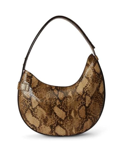Ralph Lauren Brown Python-Embossed Large Tasha Shoulder Bag