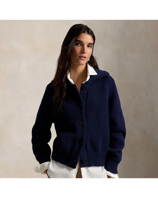 Polo Ralph Lauren Blue Cotton-Blend Buttoned Cardigan