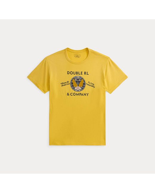 RRL Yellow Garment-Dyed Jersey Graphic T-Shirt for men