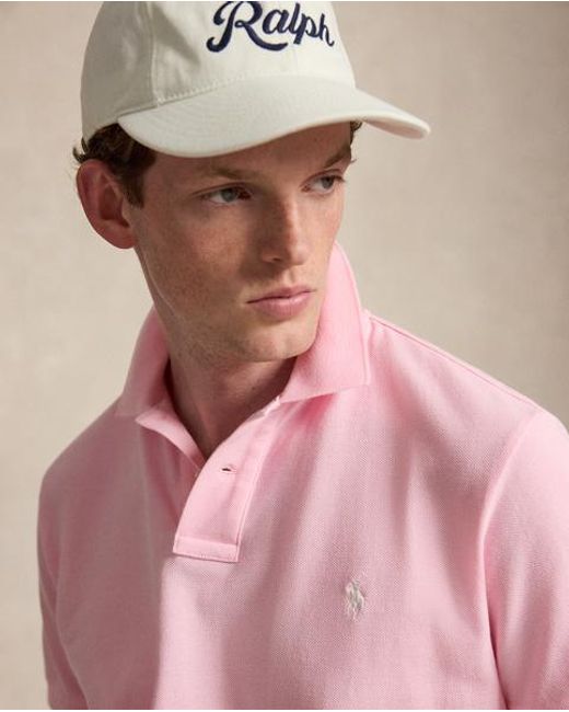 Polo Ralph Lauren Pink The Iconic Custom Slim Fit Mesh Polo for men