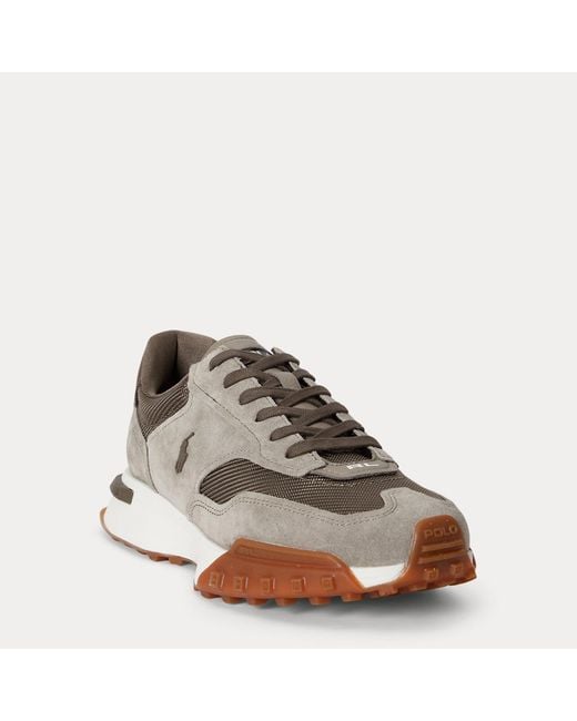 Polo Ralph Lauren Brown Eldridge Suede-Panelled Trainer for men
