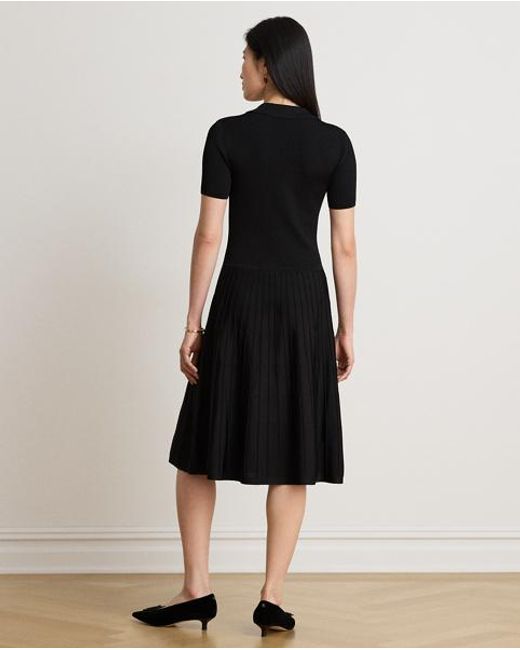 Ralph Lauren Black Rib-Knit Short-Sleeve Jumper Dress