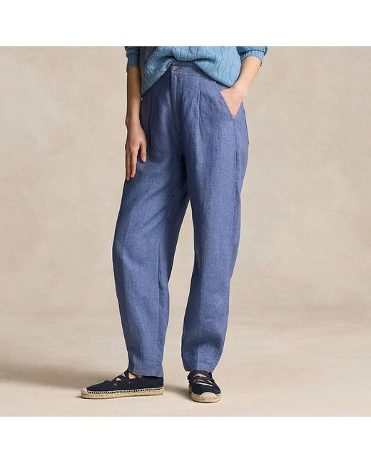 Pantalón de lino Curved Tapered Fit Polo Ralph Lauren de color Blue