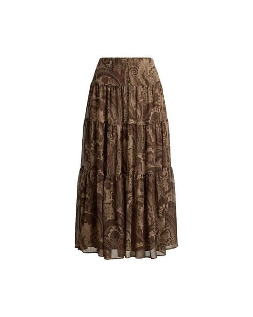 Ralph Lauren Brown Ralph Lauren Paisley Chiffon Tiered Skirt