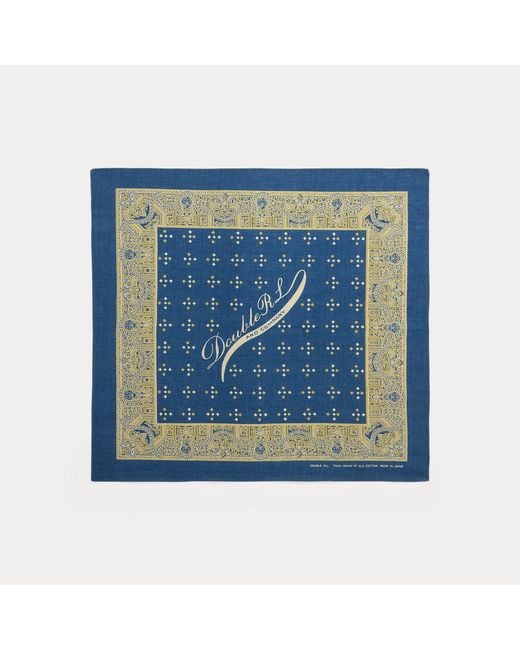 RRL Blue Logo Cotton Bandana for men