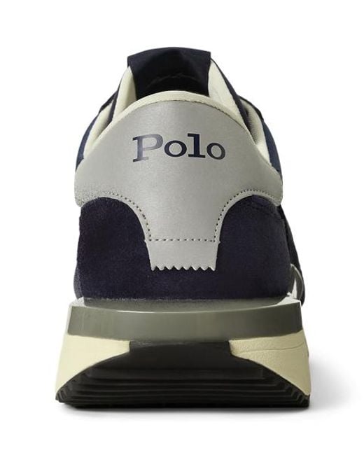 Ralph Lauren Blue Train 89 Suede And Oxford Trainer for men