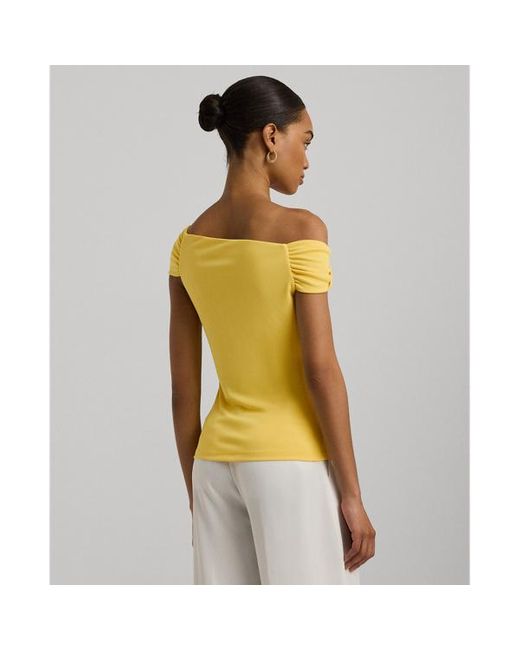 Lauren by Ralph Lauren Yellow Ralph Lauren Stretch Jersey Off-the-shoulder Top