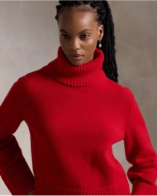 Polo Ralph Lauren Red Wool-Cashmere Turtleneck Sweater