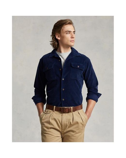 Polo Ralph Lauren Blue Classic Fit Corduroy Camp Shirt for men