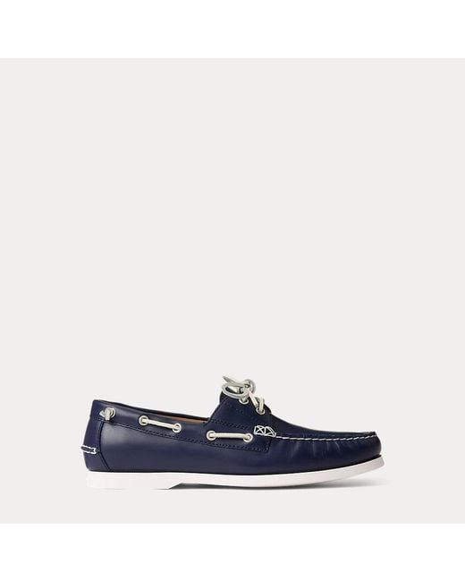 Polo Ralph Lauren Blue Merton Leather Boat Shoe for men