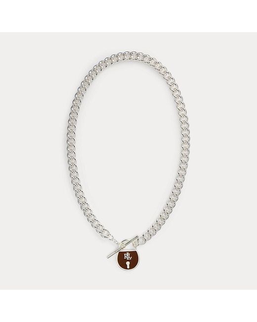 Collana placcata argento con lucchetto di Ralph Lauren in Metallic